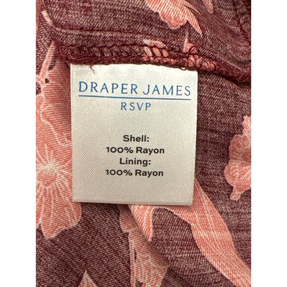Draper James Burgundy and Pink Floral Rayon A-Line Dress Size Large - Picture 6 of 6